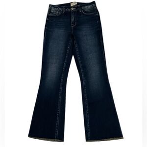 L’Agence Wide Leg Raw Hem Cropped Dark Wash Jeans Size 25